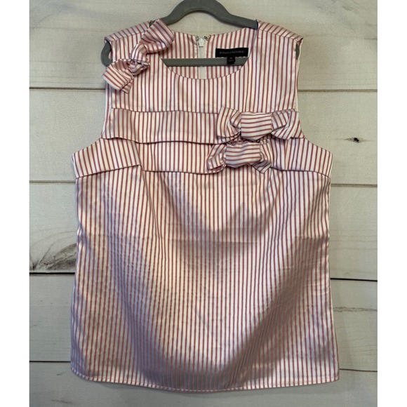 Banana Republic Tops - Banana Republic Pink White Stripe Sleeveless Bow Top Women's Size M